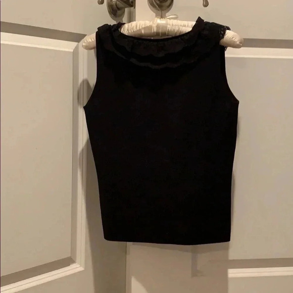 Dana Buchanan Silk V -Neck Ruffle Lace Sweater - Picture 5 of 6